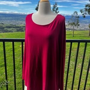 Eileen Fisher Long Sleeve Scoop Neck Top in Berry